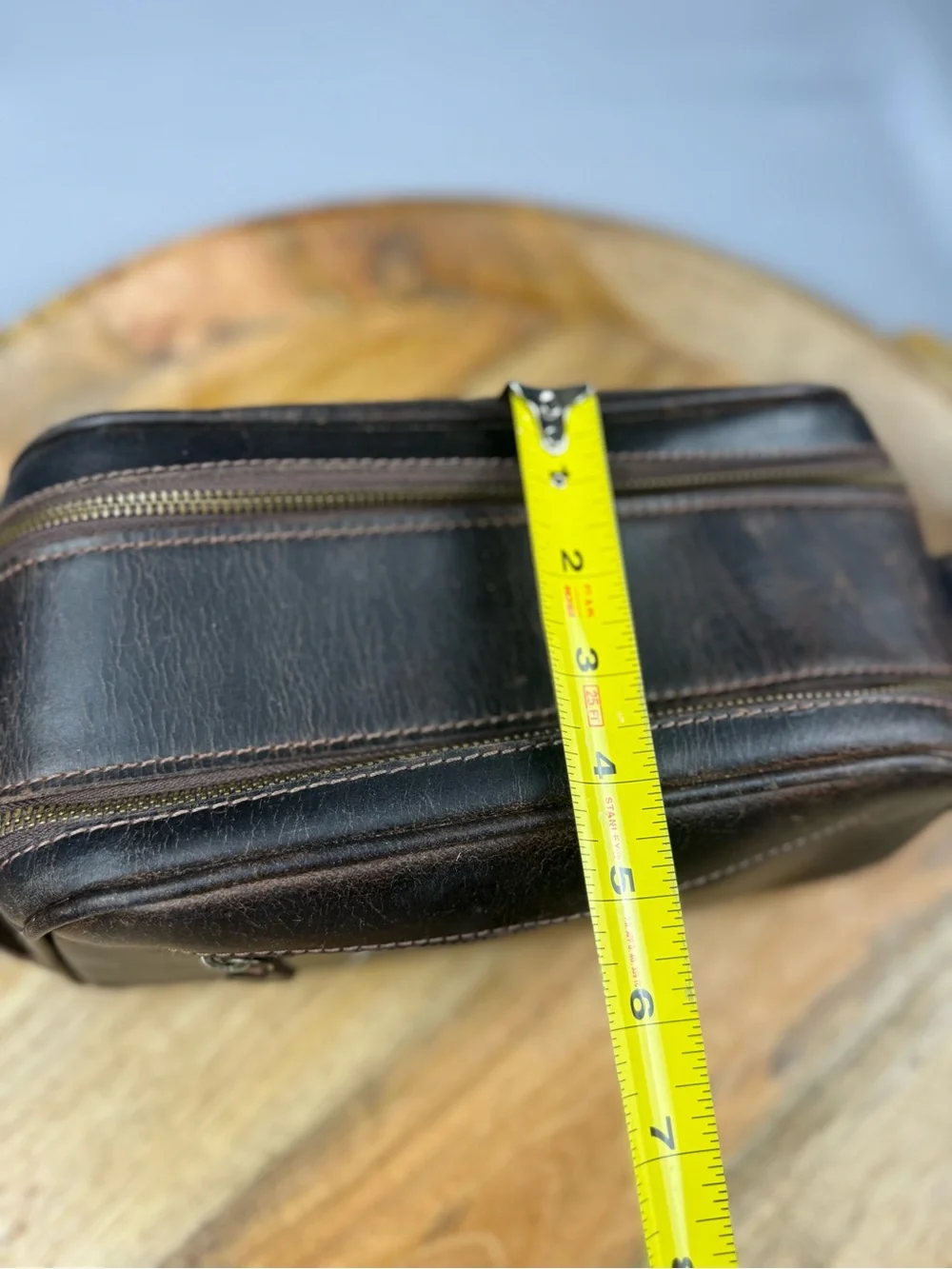 aaron leather goods rugged brown